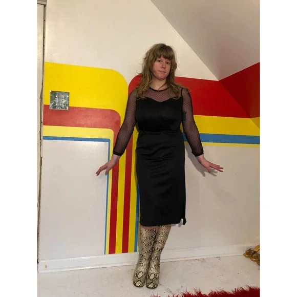 jcpenney | Dresses | 97s Vintage Black Sheer Party Dress Sz M L By Jc  Penney Cocktail Disco | Poshmark